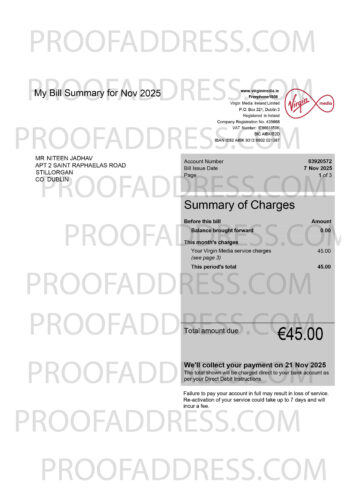 utility bill Virgin Media