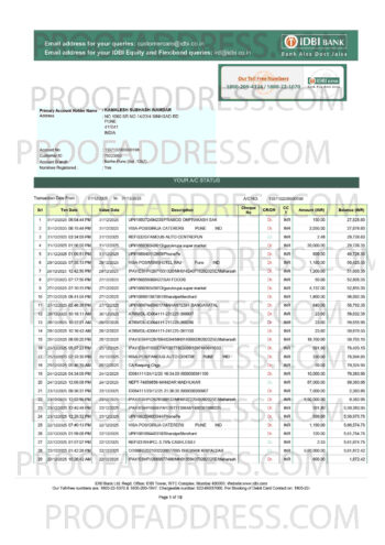 bank statement IDBI Bank