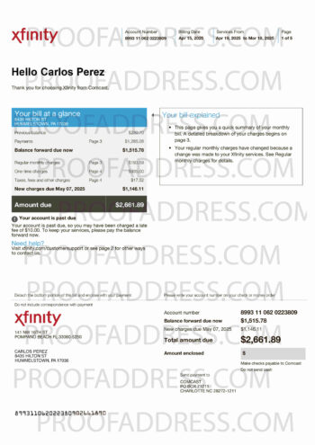 utility bill Xfinity version 2.2