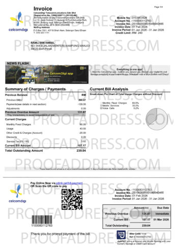 utility bill CelcomDigi