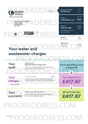 utility bill United Utilities